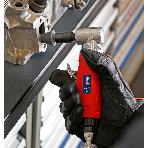 Sealey 90 Degree Angle Air Die Grinder GSA674 | Reduces effects of chill on operator's hands and provides added control. | toolforce.ie