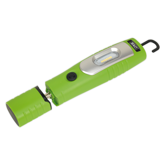 Rechargeable 360° Inspection Lamp 7 SMD & 3W SMD LED Green Lithium-ion, Supplied with USB cable | Toolforce.ie