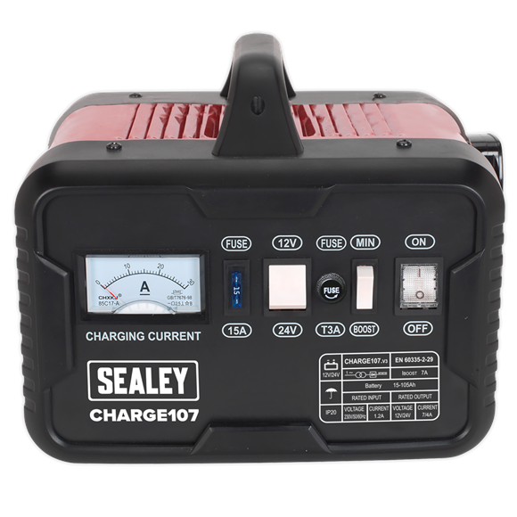 Battery Charger 11A 12/24V 230V | Steel case with carry handle, this single phase charger features plenty of ventilation to help maintain low transformer temperatures. | toolforce.ie