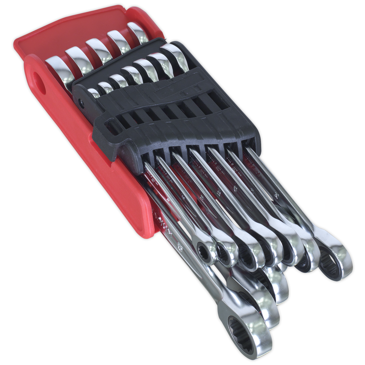 Sealey 12pc Ratchet Combination Spanner Set - Platinum Series AK63922 | Drop-forged, Chrome Vanadium steel combination spanners. | toolforce.ie