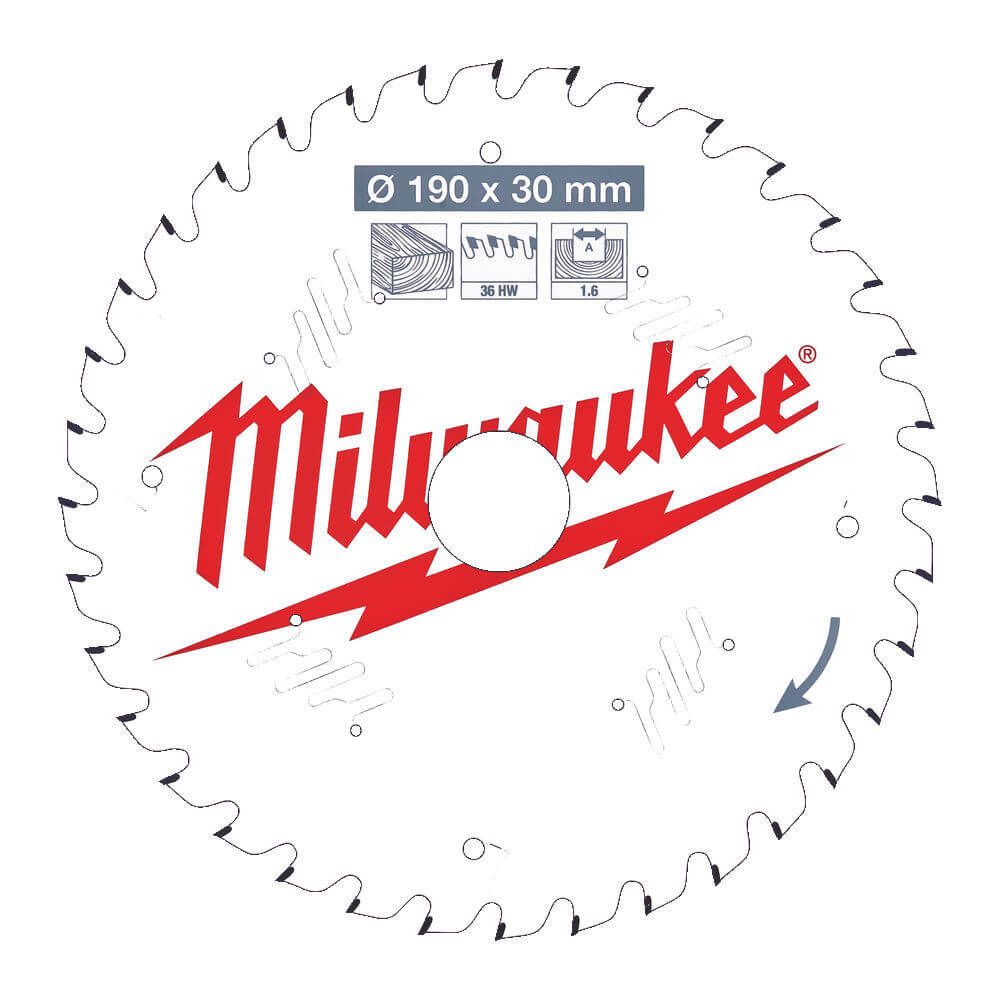 The MILWAUKEE 190MM CIRCULAR SAW BLADE is suitable for hand held circular saws.