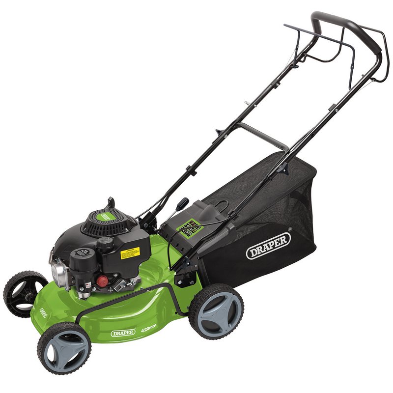 Draper Steel Deck Petrol Lawn Mower, 420mm, 132cc/3.3HP (LMP410SP)