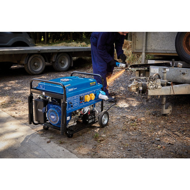 Draper 7.5kVA heavy-duty petrol generator on site