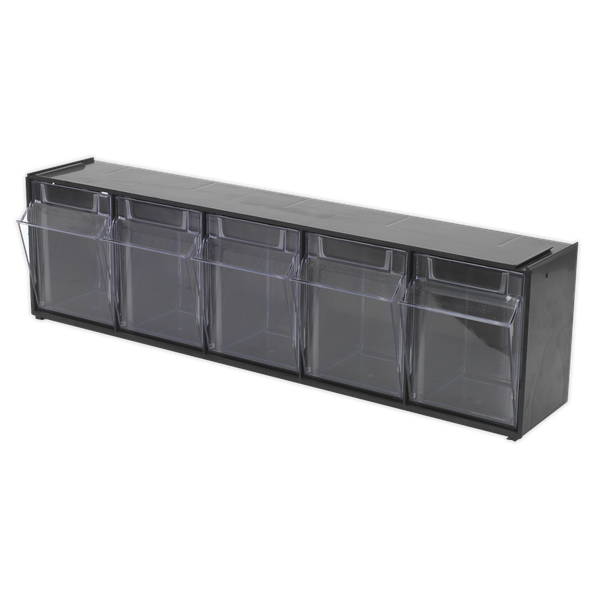 Stackable Cabinet Box 5 Bins | Tough and durable cabinet with five tilting bins suitable for storing various components. | toolforce.ie