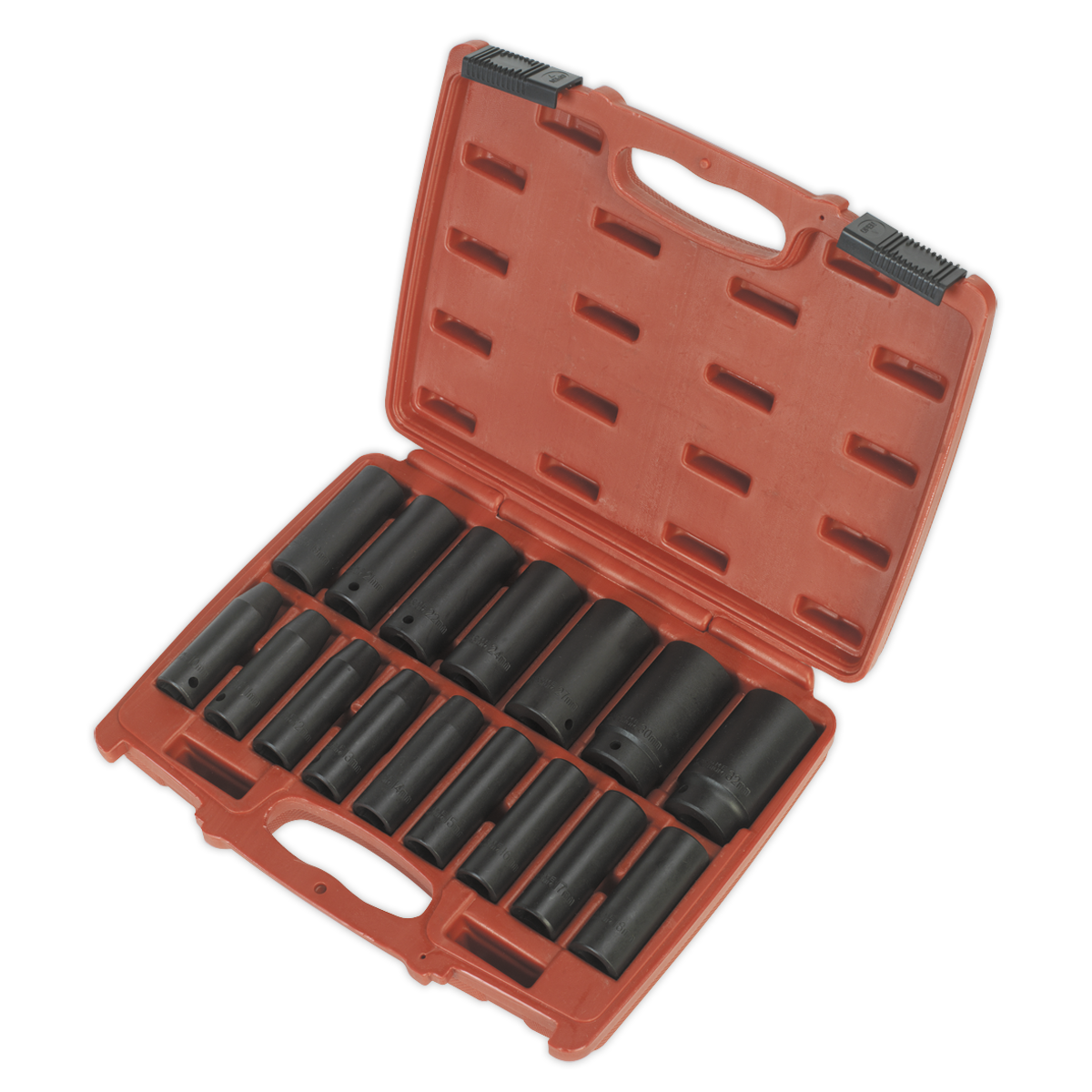 Impact Socket Set 16pc 1/2"Sq Drive Deep Metric | Manufactured from Chrome Vanadium steel, hardened, tempered and with a phosphate finish for added corrosion resistance. | toolforce.ie