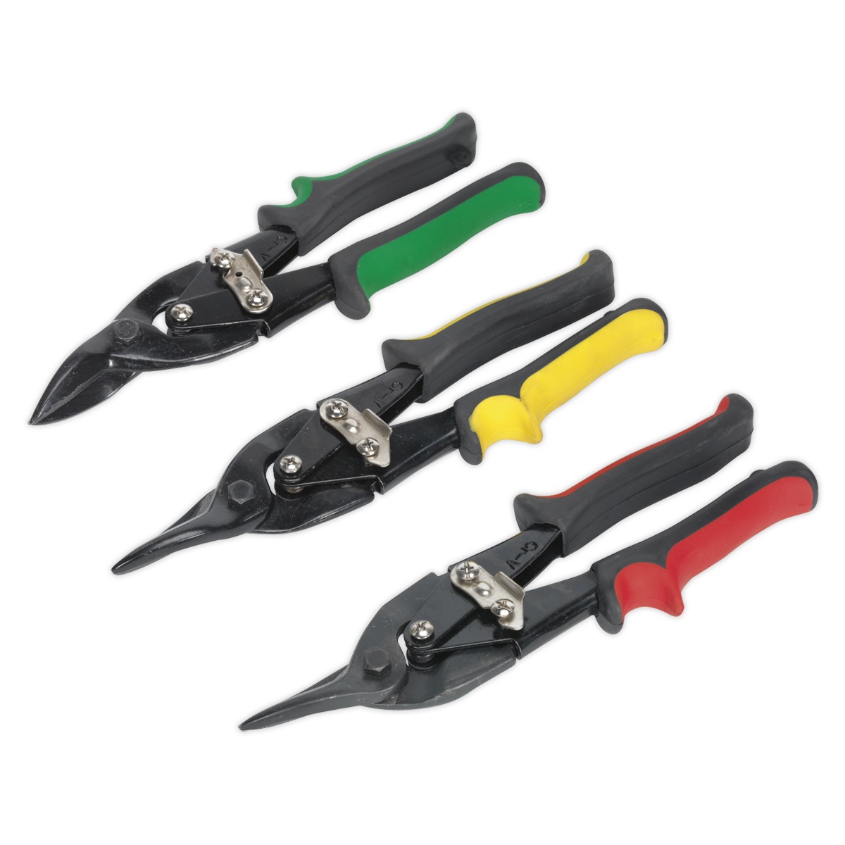Aviation Tin Snips Set 3pc | Drop-forged, Chrome Vanadium, tempered steel blades with serrated jaws. | toolforce.ie