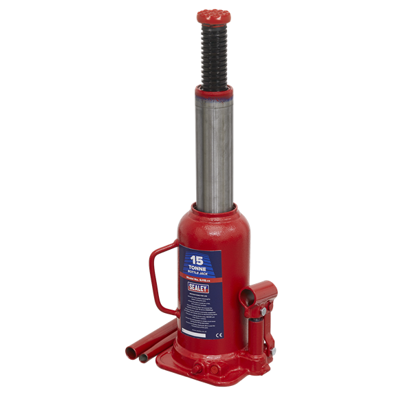 Sealey 15 Tonne Bottle Jack SJ15 | Fitted with overload valve. 15 Tonne Lifting Capacity. | toolforce.ie