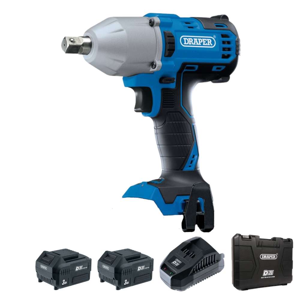 Draper D20 20V Brushless Mid-Torque Impact Wrench Kit 1/2"97777