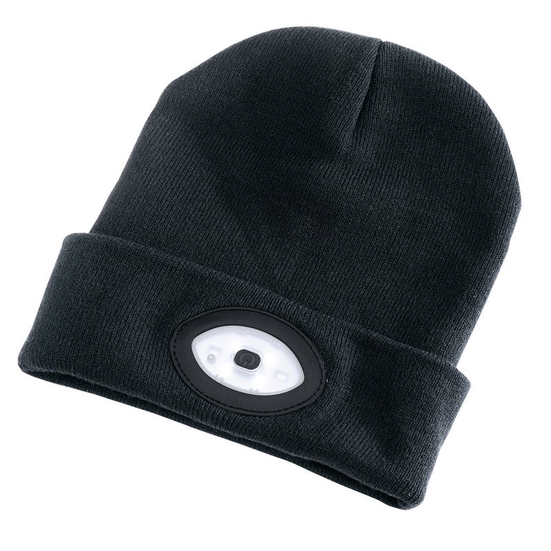 Draper Beanie Hat with Rechargeable Torch, One Size, 1W, 100 Lumens, Black (BT-B)