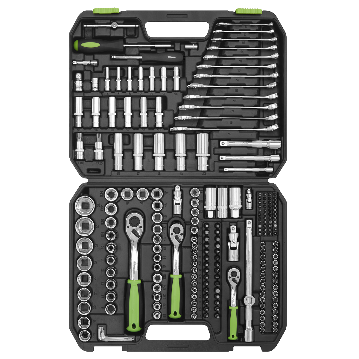 Sealey Socket Set 219pc 1/4", 3/8" & 1/2"Sq Drive WallDrive® Metric S01212 | Fully polished with a mirror finish. | toolforce.ie