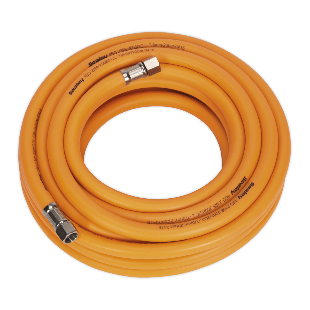 Sealey Air Hose 10m x Ø8mm Hybrid High-Visibility with 1/4"BSP Unions AHHC10 | PVC and rubber blend offers more flexibility in temperatures as low as -40°C. | toolforce.ie