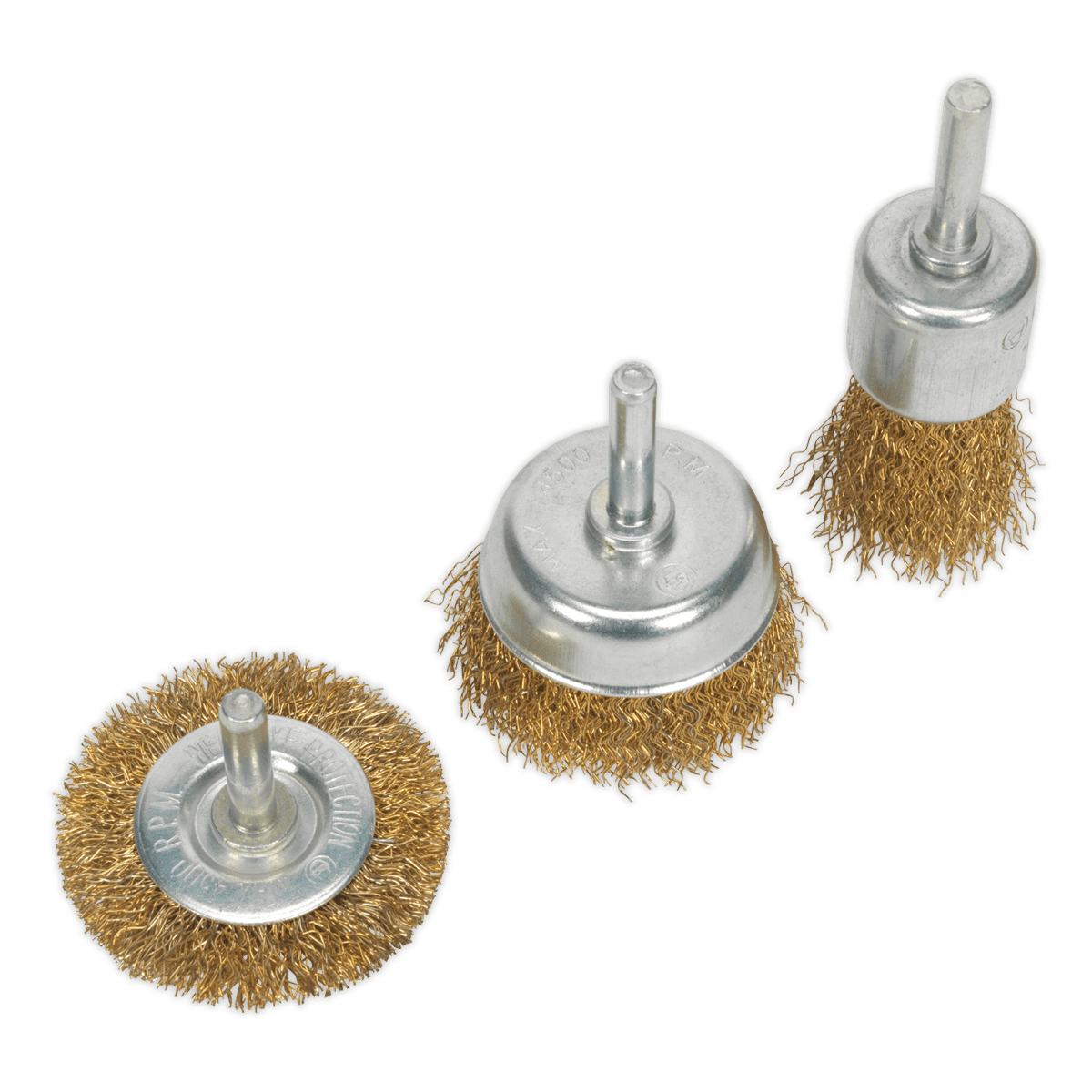 Sealey Wire Brush Set 3pc Brassed BWBS03