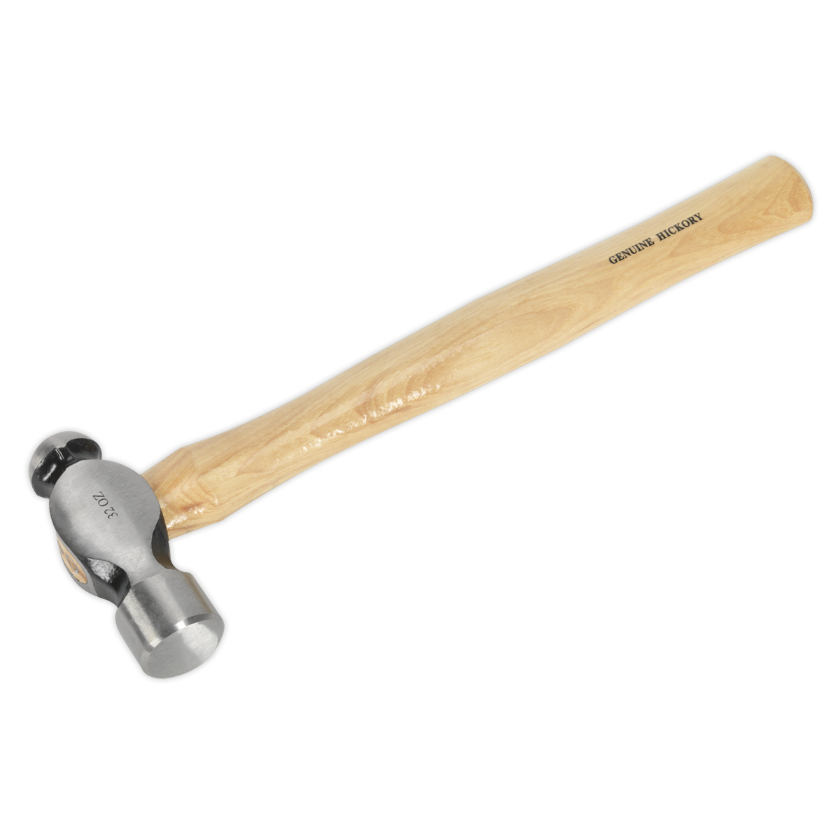 Sealey Ball Pein Hammer 2lb Hickory Shaft BPH32 | Drop-forged steel head and fitted with straight-grained hickory shaft. | toolforce.ie