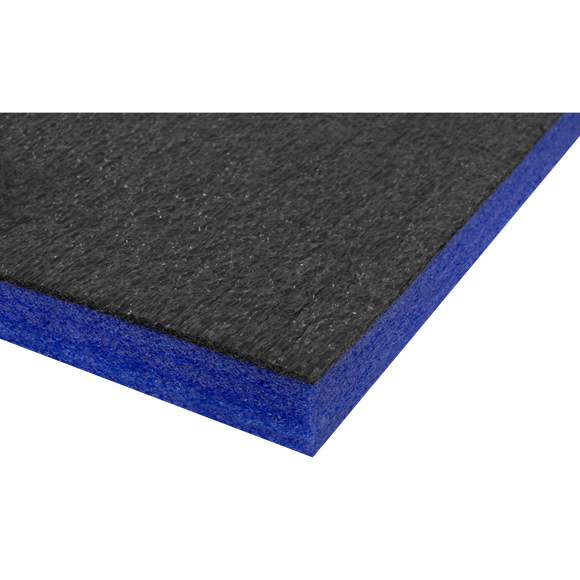 Sealey Easy Peel Shadow Foam® Blue/Black 1200 x 550 x 30mm SF30B, Layered foam allows for depths to be set to suit the tool.
