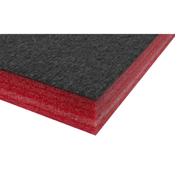 Sealey Easy Peel Shadow Foam® Red/Black 1200 x 550 x 50mm SF50R, Layered foam allows for depths to be set to suit the tool.