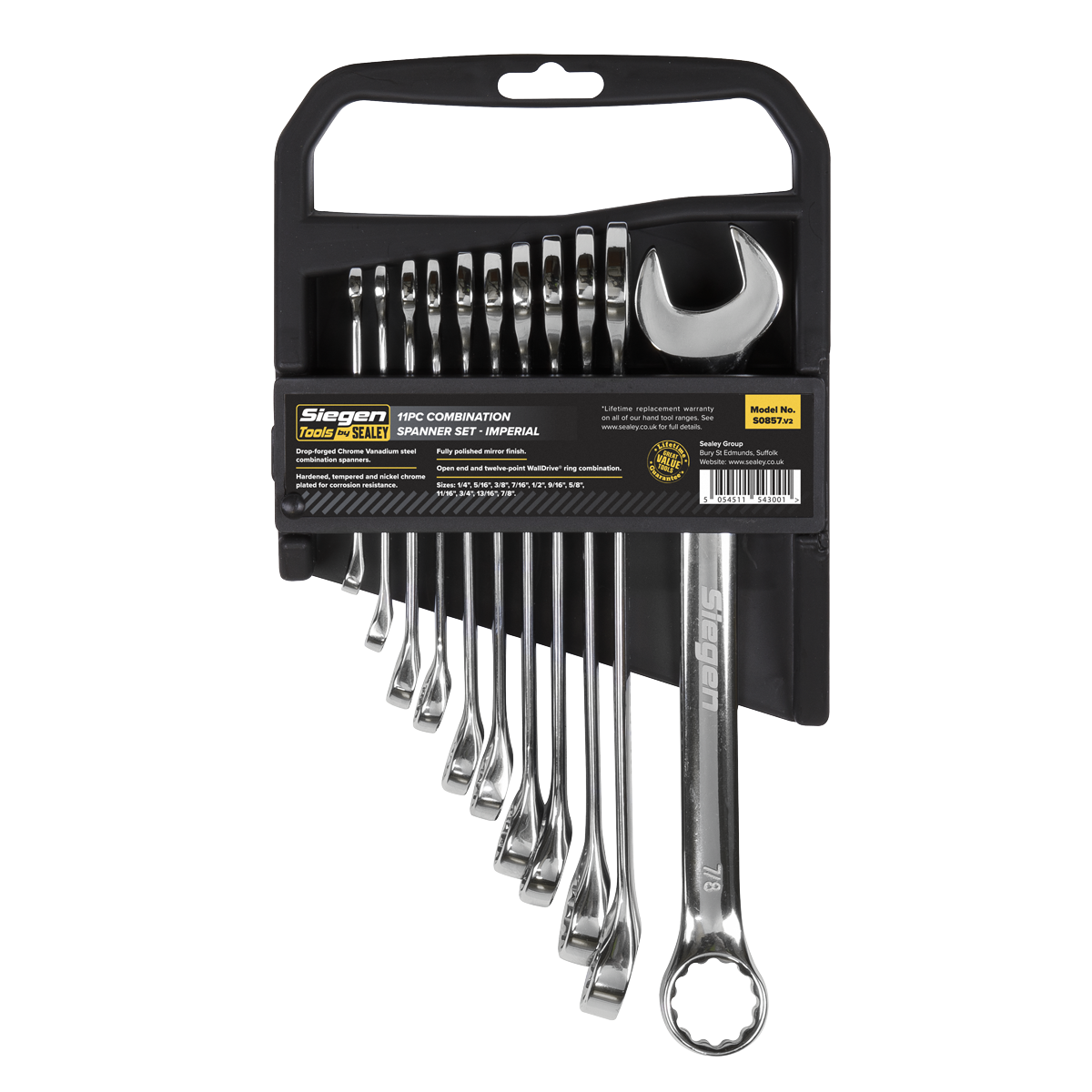 Sealey 11pc Combination Spanner Set - Imperial S0857 | toolforce.ie