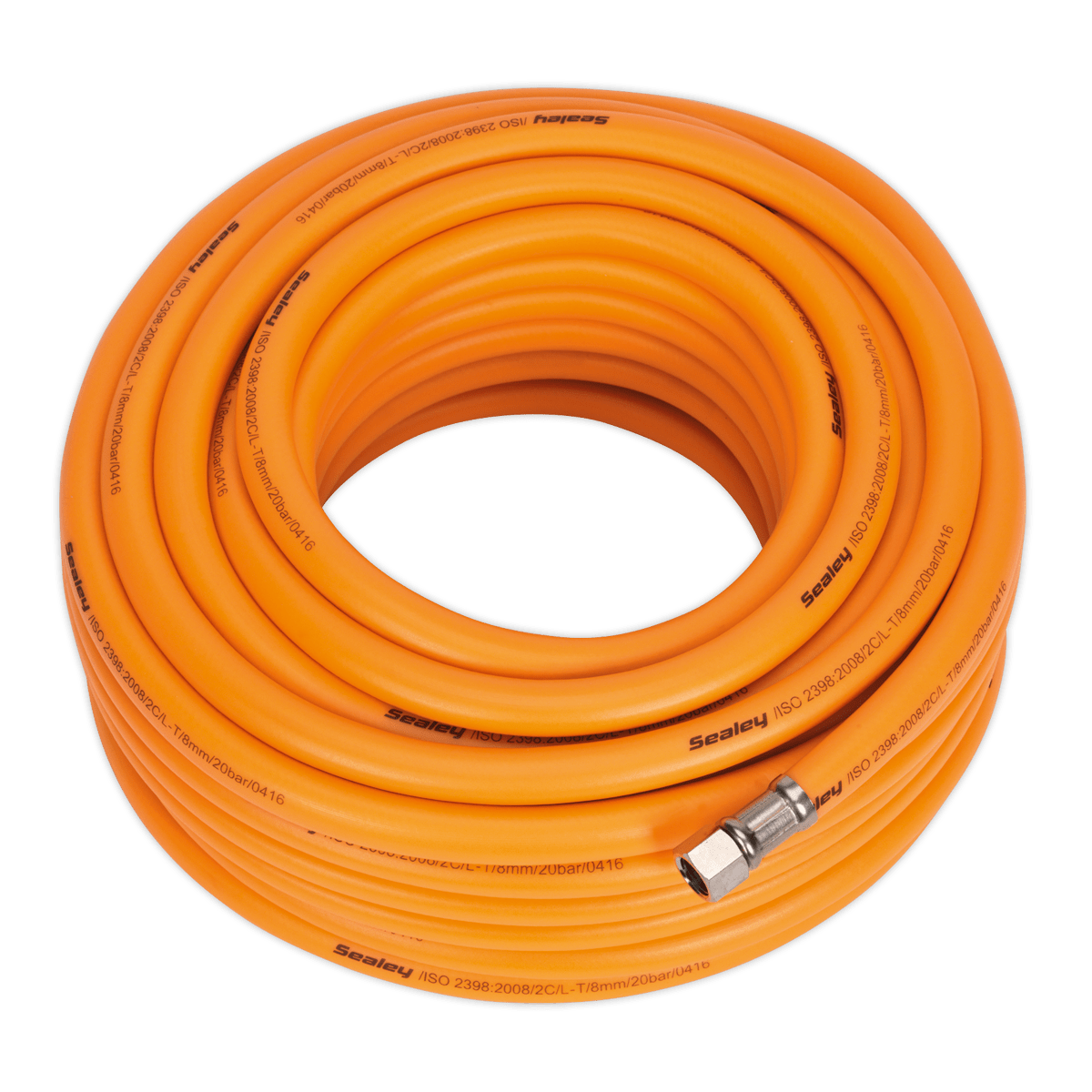 Sealey Air Hose 20m x Ø8mm Hybrid High-Visibility with 1/4"BSP Unio AHHC20 | PVC and rubber blend offers more flexibility in temperatures as low as -40°C. | toolforce.ie