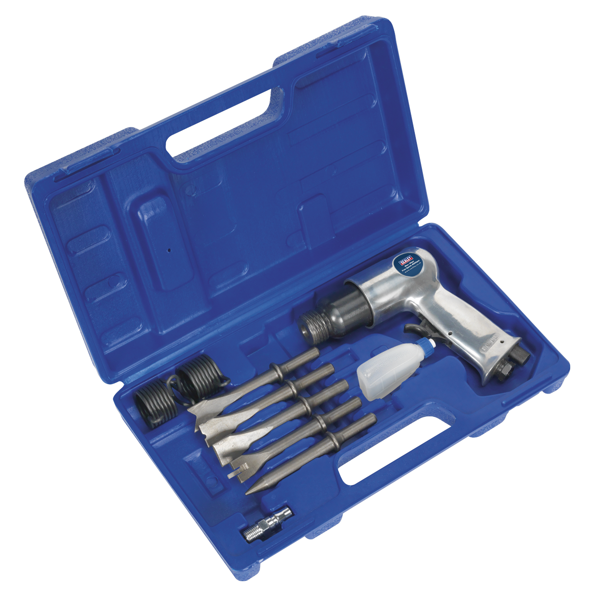 Sealey Air Hammer Kit with Chisels Medium Stroke SA12/S | Medium stroke air hammer and chisel set. | toolforce.ie
