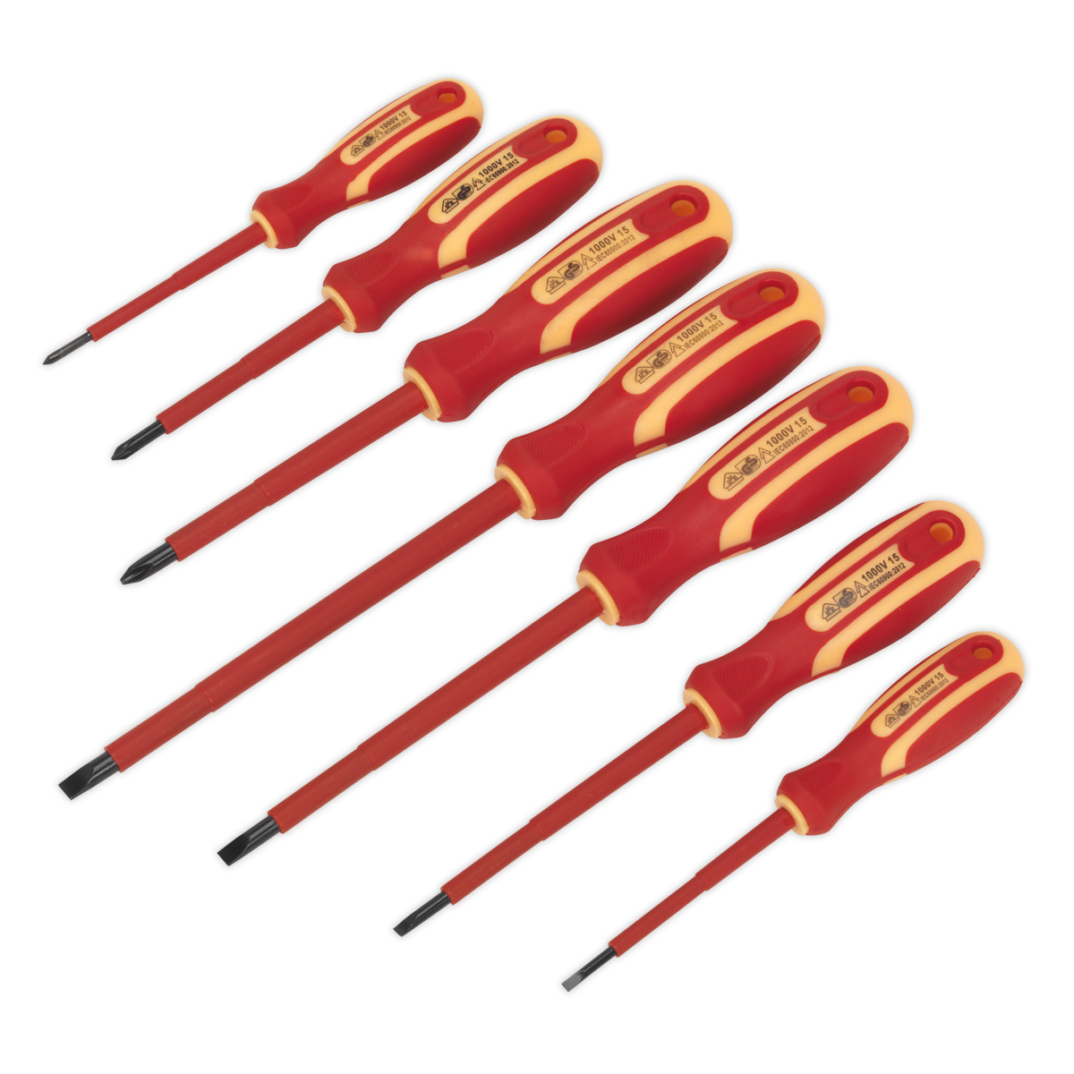 Sealey Screwdriver Set 7pc Electrician's VDE Approved S0756 | Set compromises four slotted and three Phillips screwdrivers. | toolforce.ie