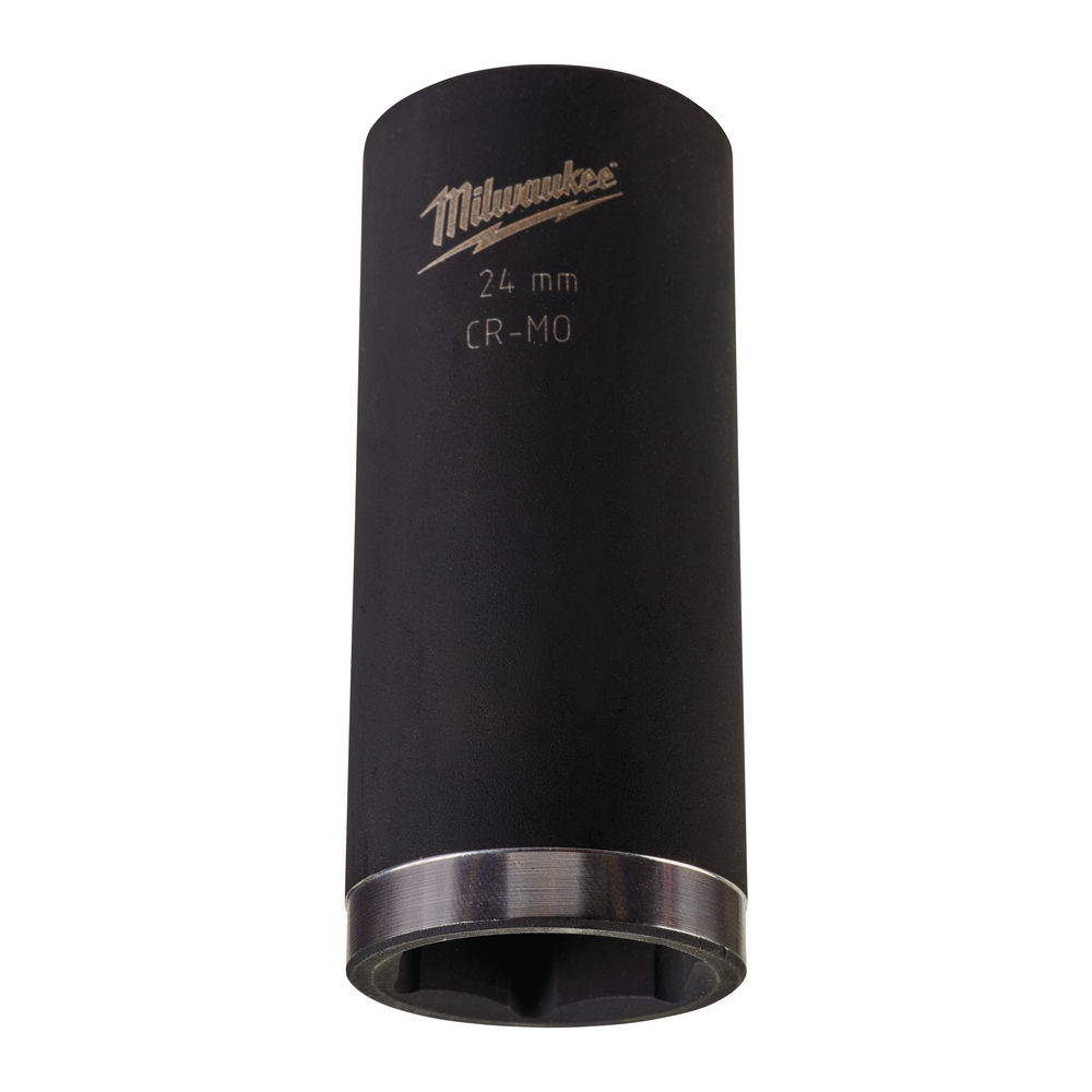 MILWAUKEE 24MM 1/2" DRIVE DEEP IMPACT SOCKET, Laser etched size markings for easy identification and won't wear off.