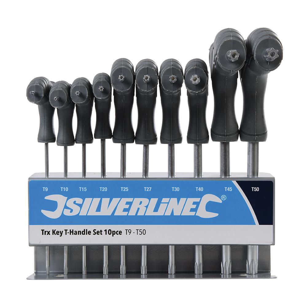 Silverline Trx Key T-Handle Set 10pce T9-T50 328015, Moulded plastic T-handles | Toolforce