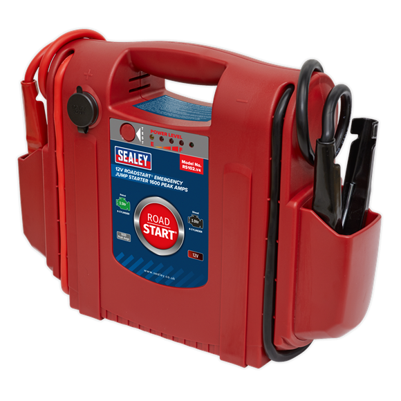 Sealey RoadStart® Emergency Jump Starter 12V 1600 Peak Amps RS102 | LED Battery condition and charge indicators.