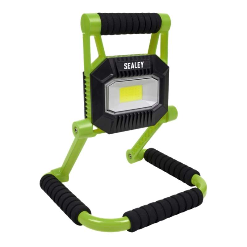 Rechargeable work light which doubles up as a 5V 1A power bank for charging USB devices such as mobile phones and tablets.