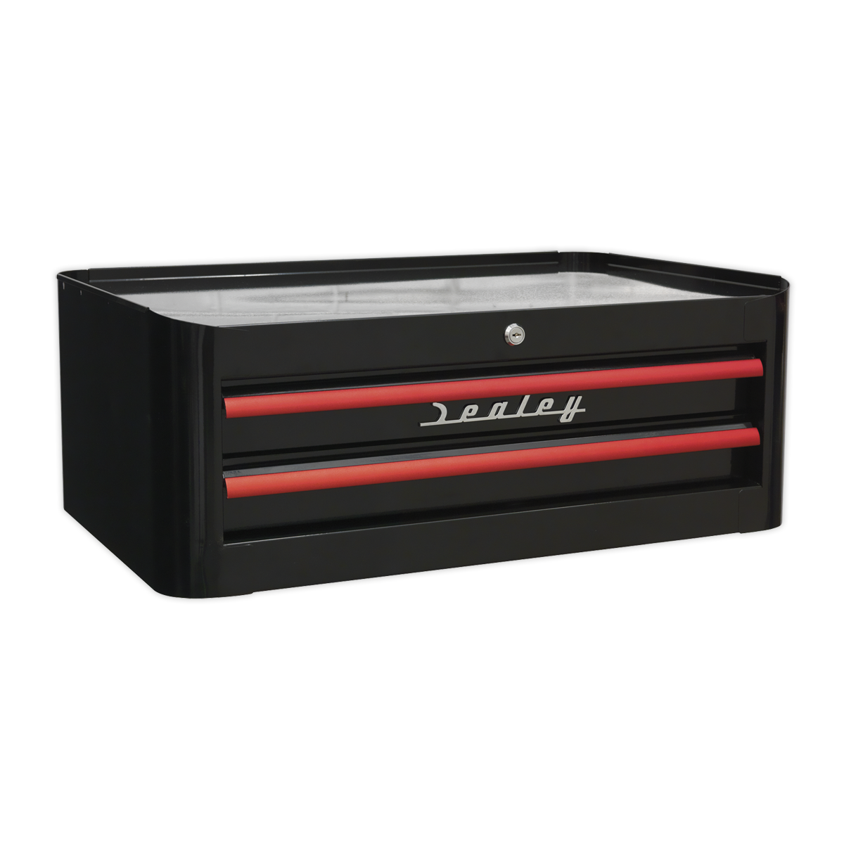 Sealey Mid-Box 2 Drawer Retro Style - Black with Red Anodised Drawer Pulls AP28102BR