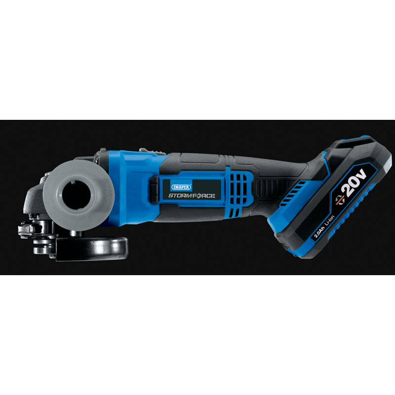 Draper Storm Force 20V Angle Grinder 115mm (Body Only) 89521 | Auxiliary 3 position side handle. | toolforce.ie