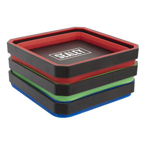 Sealey Collapsible Magnetic Parts Tray Set APCSTS, Suitable for dismantlers, recovery vehicles and engine re-builders.