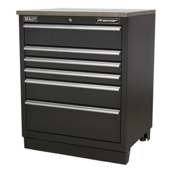 Sealey Modular Heavy-Duty Floor Cabinet 6 Drawer 775mm APMS03, Tough and durable construction with a graphite powder coat finish.