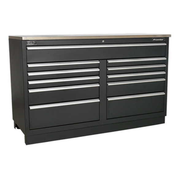 Sealey Modular Floor Cabinet 11 Drawer 1550mm Heavy-Duty APMS04, Tough and durable construction with a graphite powder coat finish.