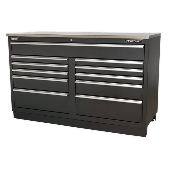 Sealey Modular Floor Cabinet 11 Drawer 1550mm Heavy-Duty APMS04, Adjustable feet to ensure cabinets sit true, even on floors that are not level.