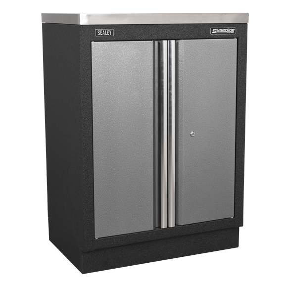 Sealey Modular 2 Door Floor Cabinet 680mm APMS52, Tough and durable construction with a hammered metal finish.