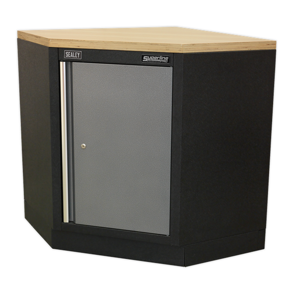 Sealey Modular Corner Floor Cabinet 865mm APMS60, Features one adjustable shelf.