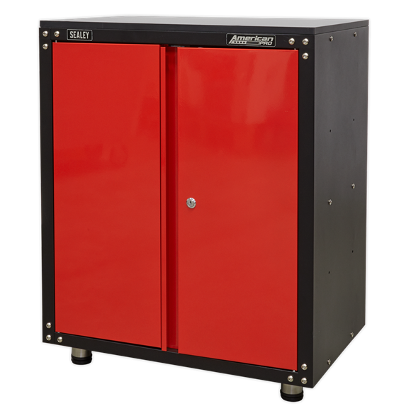 Sealey American Pro Modular 2 Door Cabinet with Worktop 665mm APMS81, Use as part of a complete garage storage system or as an individual storage unit.