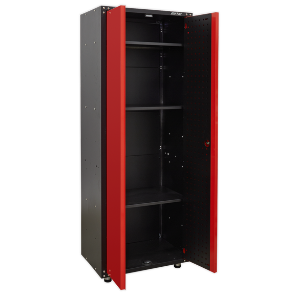 Sealey American Pro Modular 2 Door Full Height Cabinet 665mm APMS83, Three adjustable shelves and perforated pegboards in each door.