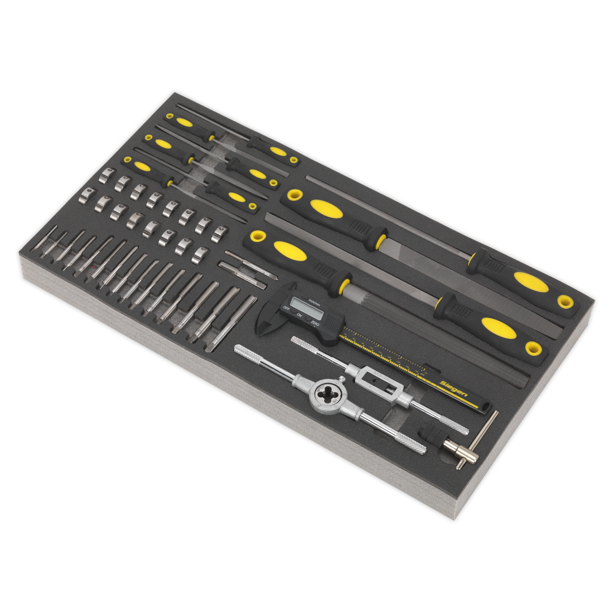 Sealey Tool Tray with Tap & Die, File & Caliper Set 48pc S01132