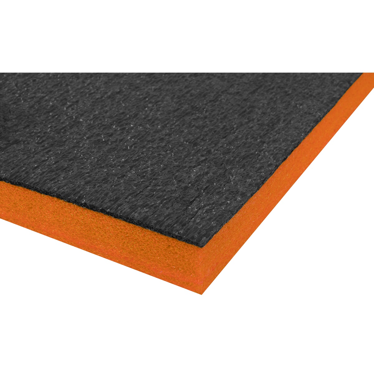 Sealey Easy Peel Shadow Foam® Orange/Black 1200 x 550 x 30mm SF30OR, Layered foam allows for depths to be set to suit the tool.