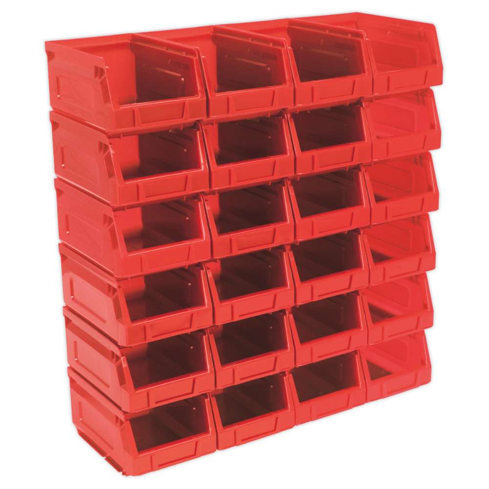 Sealey Plastic Storage Bin 105 x 165 x 85mm - Red Pack of 24 TPS224R