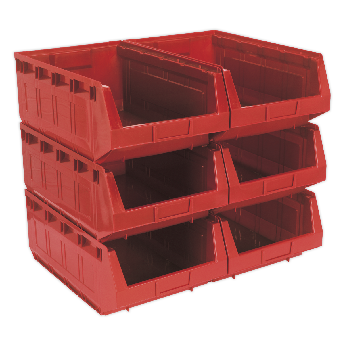 Sealey Plastic Storage Bin 310 x 500 x 190mm - Red Pack of 6 TPS56R