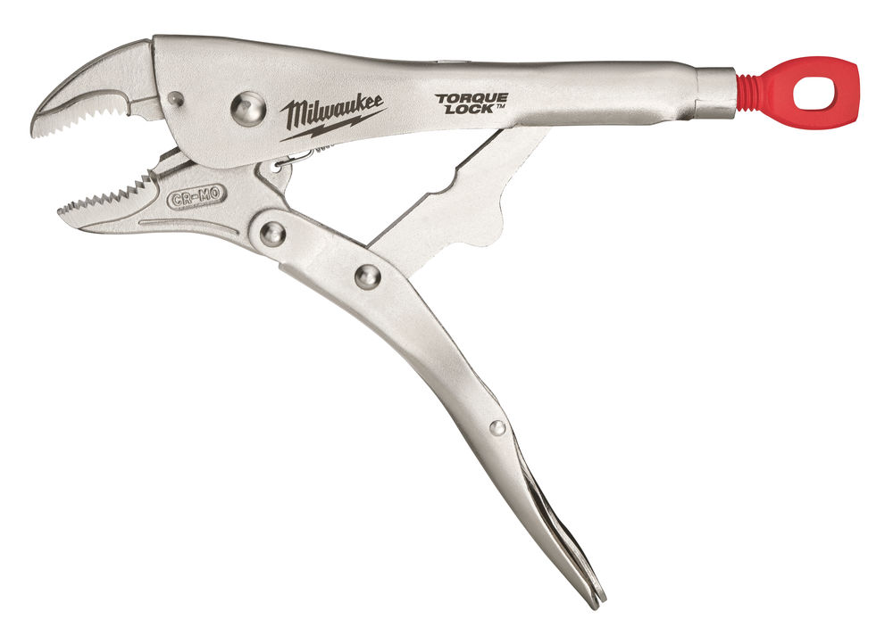 MILWAUKEE 10" CURVED JAW LOCKING PLIERS, Hardened jaws: Better grip force on jobsite material.