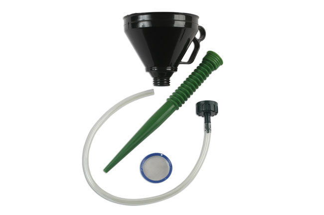 Funnel dimensions: diameter: 165mm; overall length (including flexi-spout) 480mm.