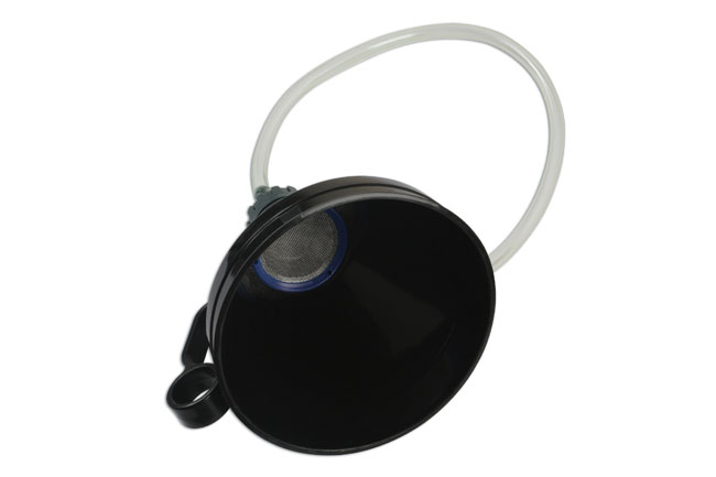 Automotive funnel kit includes; 165mm wide funnel, flexi shaft, clear hose & filter.