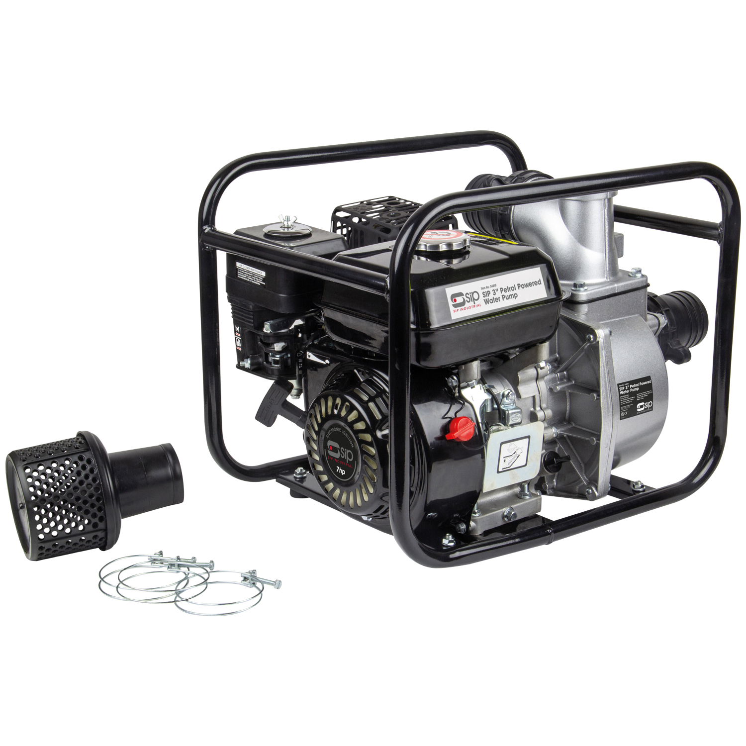 SIP 3" Petrol-Driven Water Pump 04919 Tough cast iron impeller with heavy-duty volute housing