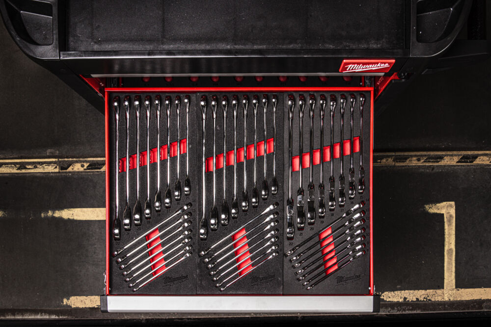 Spanner set in foram in tool box