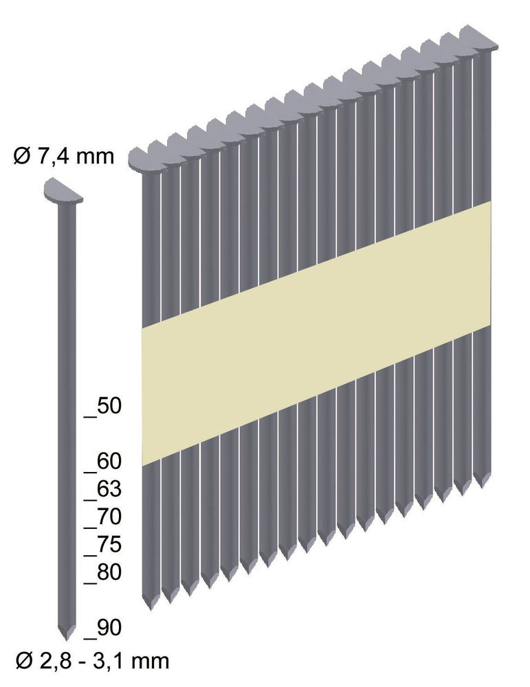 Milwaukee D HEAD 34° NAILS 3.1X90 MM RS G-P3000 4932478404