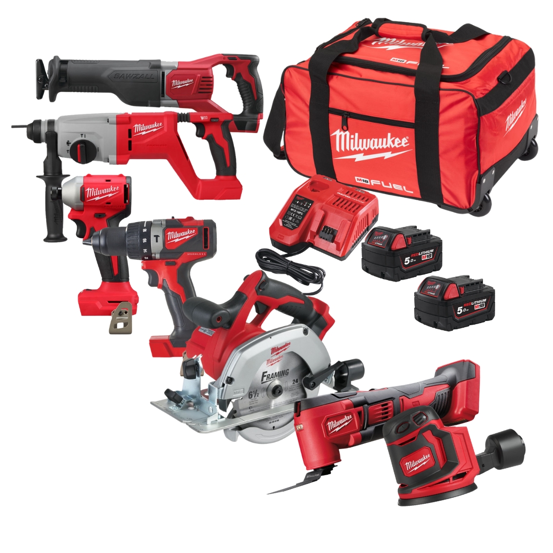 Milwaukee 7 Piece Power Tool Kit M18BLPPTF1-502X