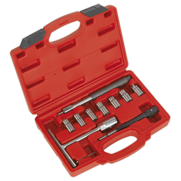 Diesel Injector Seat Cleaner Set 10pc, Set of seven diesel injector seat cleaners, ream, centring pilot and T-handle | Toolforce.ie