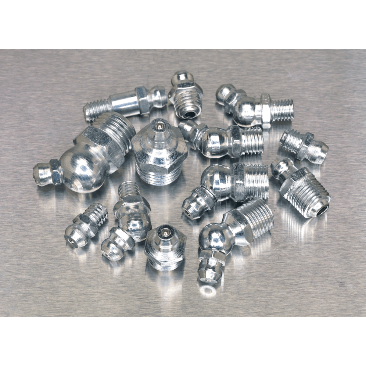 Grease Nipple Assortment 130pc - Metric, BSP & UNF | Assortment of 130 Metric, BSP and UNF grease nipples including straight and 45¡. | toolforce.ie